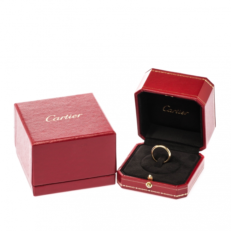 Pre Owned Cartier 1895 Wedding 18k Yellow Gold Band Ring Size 53