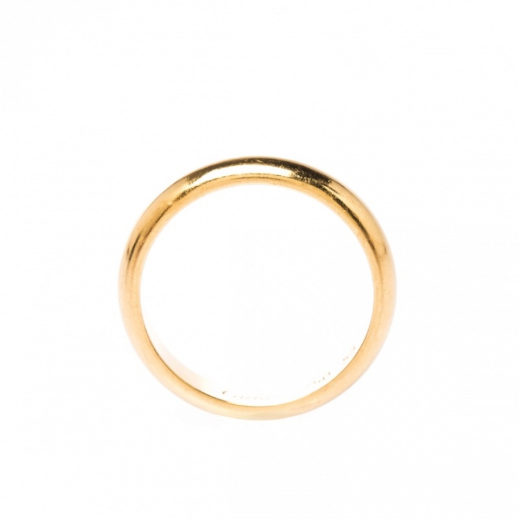 Pre Owned Cartier 1895 Wedding 18k Yellow Gold Band Ring Size 53