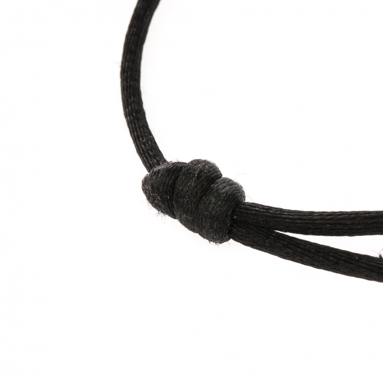 Pre Owned Cartier Trinity De Cartier Three Tone 18k Gold Black Adjustable Cord Bracelet