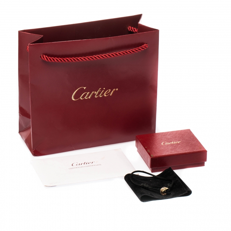Pre Owned Cartier Trinity De Cartier Three Tone 18k Gold Black Adjustable Cord Bracelet
