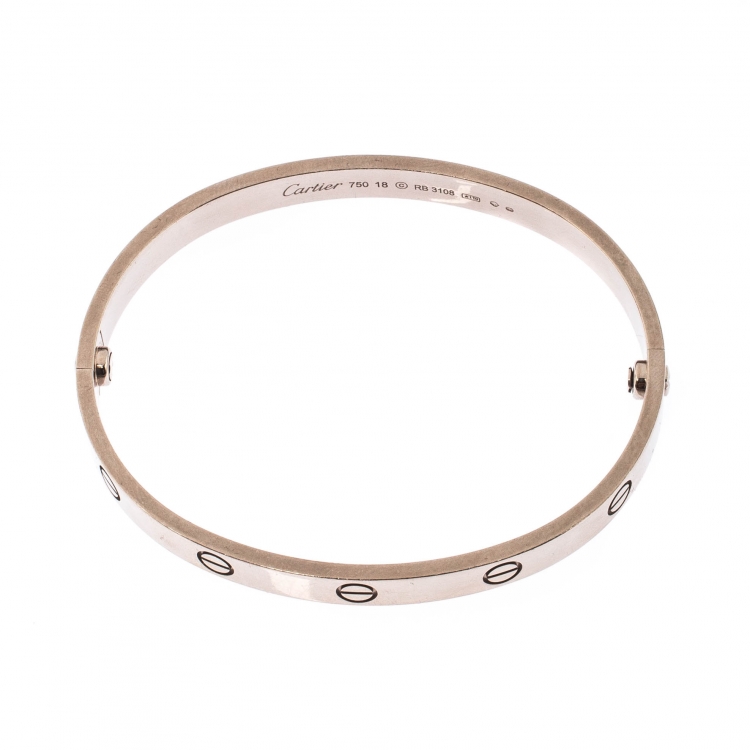 Pre Owned Cartier Love 18k White Gold Bracelet 18cm