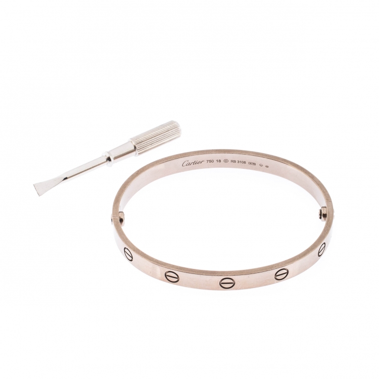 Pre Owned Cartier Love 18k White Gold Bracelet 18cm