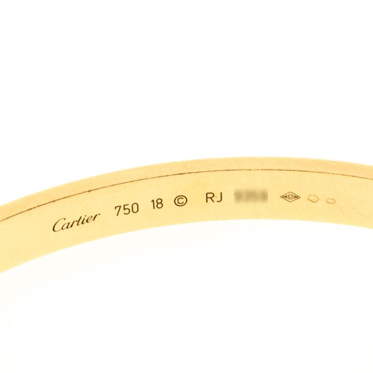 Pre Owned Cartier Love 18k Yellow Gold Bracelet 18