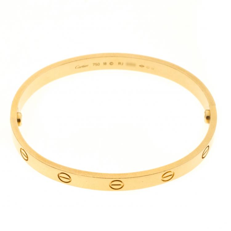 Pre Owned Cartier Love 18k Yellow Gold Bracelet 18