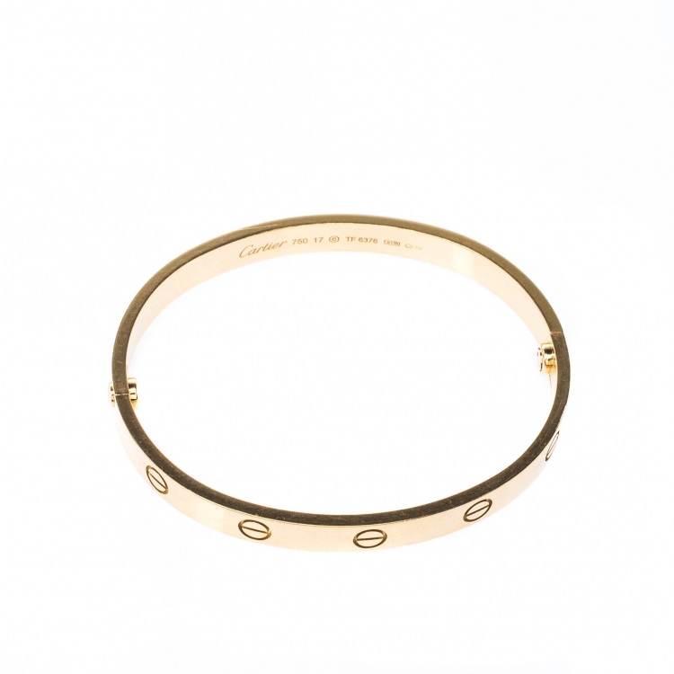 Pre Owned Cartier Love 18k Yellow Gold Bracelet 17