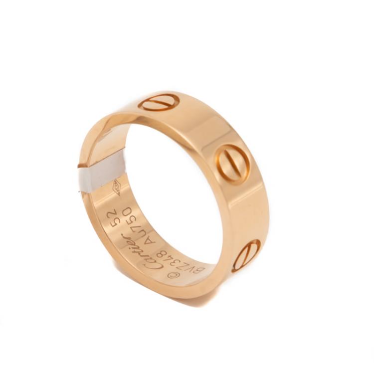 Pre Owned Cartier Love 18K Rose Gold Band Ring Size 52