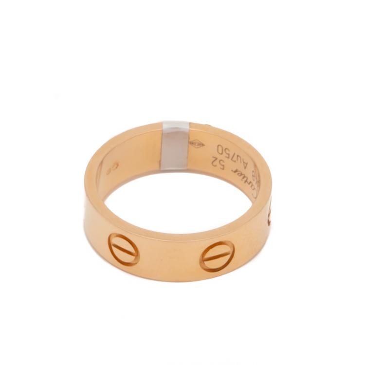 Pre Owned Cartier Love 18K Rose Gold Band Ring Size 52