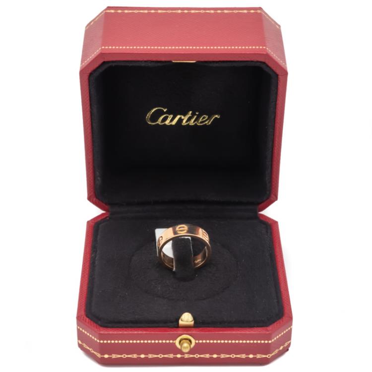 Pre Owned Cartier Love 18K Rose Gold Band Ring Size 52