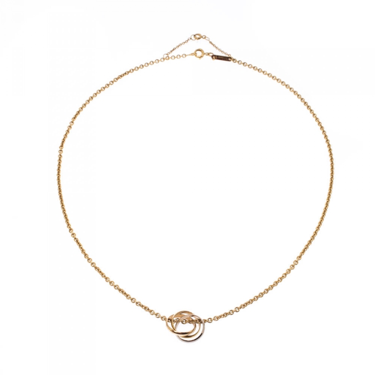 Pre Owned Cartier Trinity 3 Tone 18k Gold Pendant Necklace 