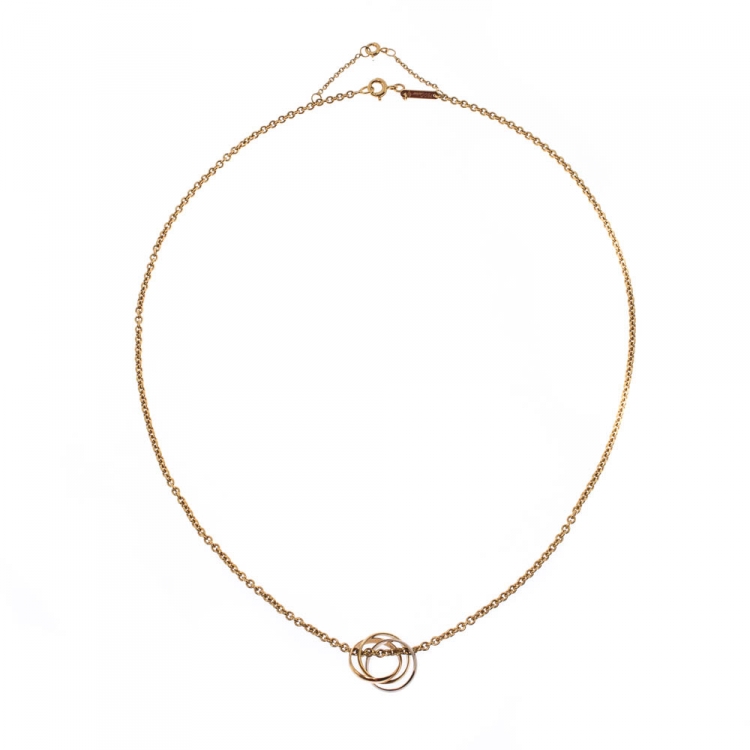 Tone 18k Gold Pendant Necklace Cartier 