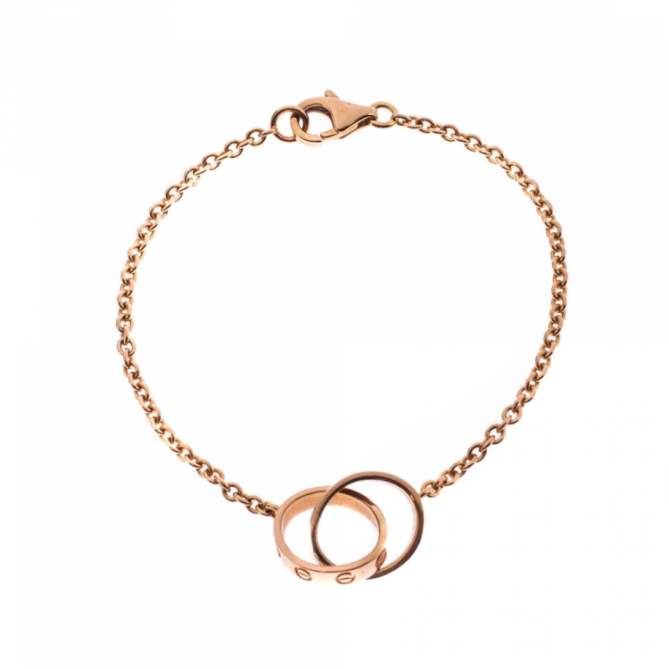 Pre Owned Cartier Love 18K Rose Gold 2 Hoops Bracelet