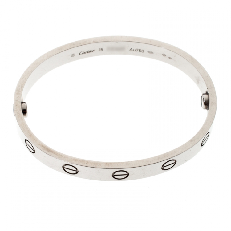 Pre Owned Cartier Love 18k White Gold Bracelet 15