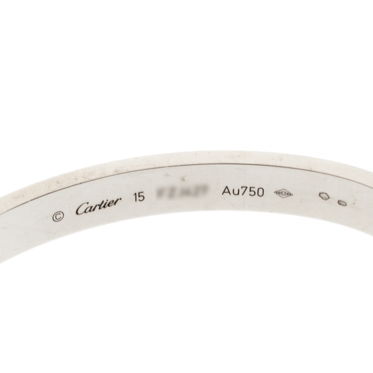 Pre Owned Cartier Love 18k White Gold Bracelet 15