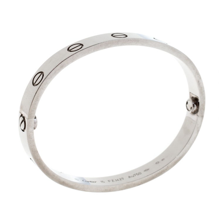 Pre Owned Cartier Love 18k White Gold Bracelet 15