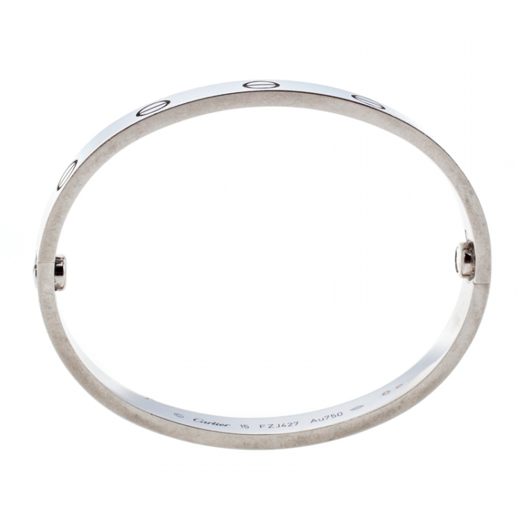 Pre Owned Cartier Love 18k White Gold Bracelet 15