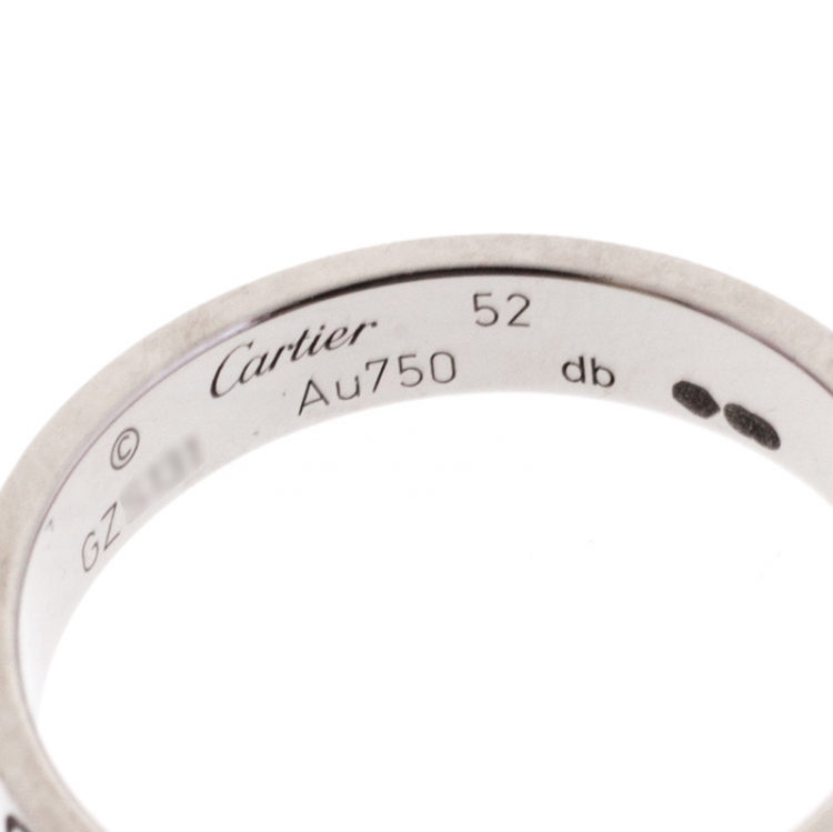 Pre Owned Cartier Love 18k White Gold Mini Band Ring Size 52