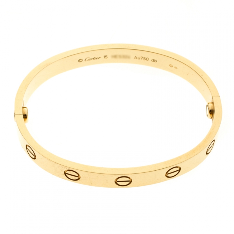 Pre Owned Cartier Love 18k Yellow Gold Bracelet 15