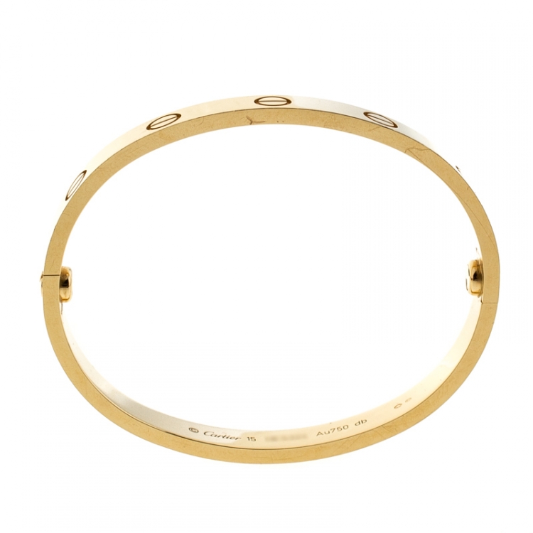 Pre Owned Cartier Love 18k Yellow Gold Bracelet 15