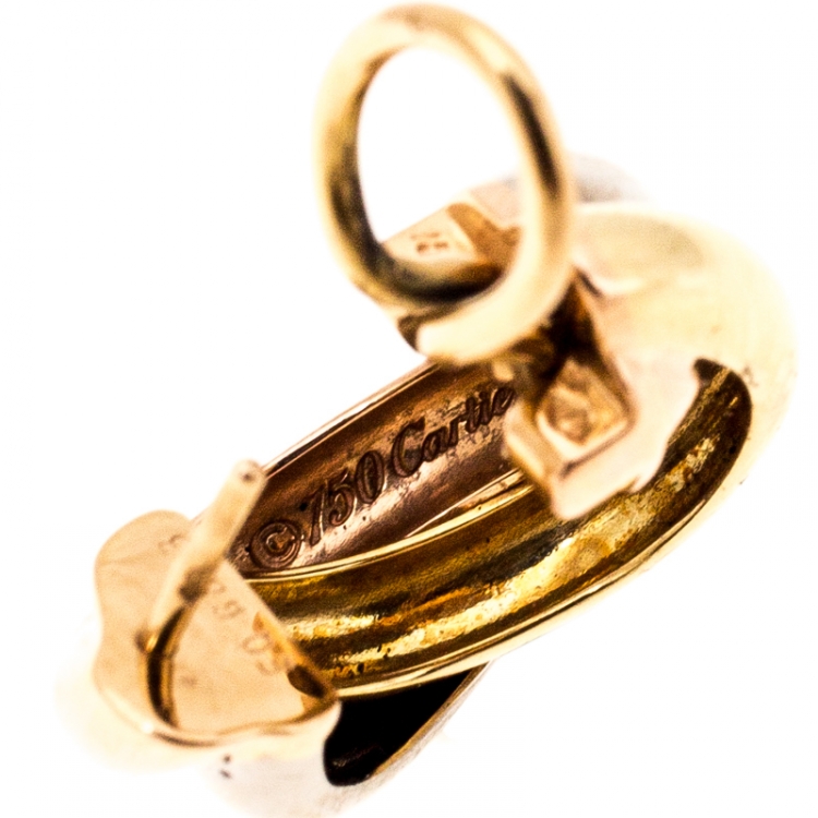 Pre Owned Cartier Trinity De Cartier Three Tone 18k Gold Hoop Earrings