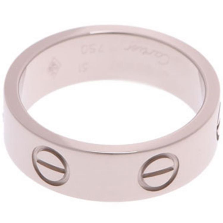 Pre Owned Cartier Astro Love 18k White Gold Ring Size 51