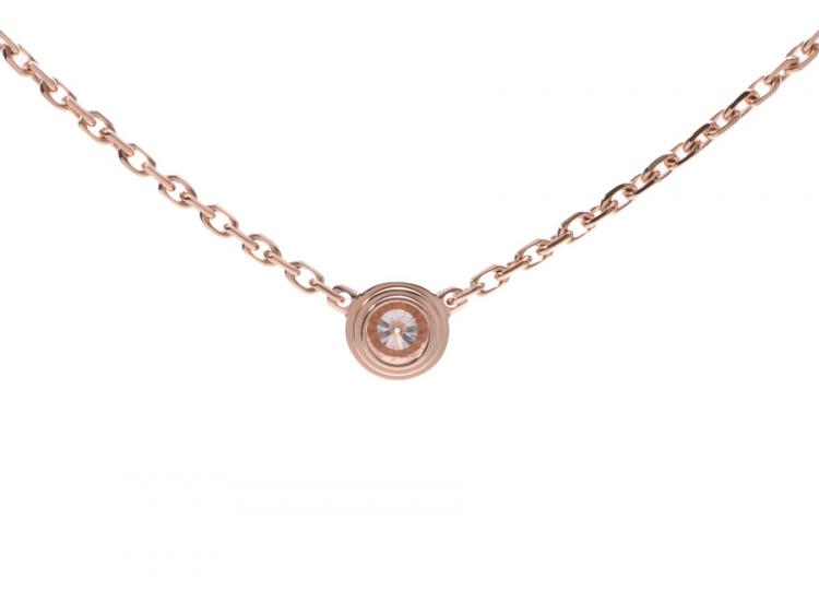 Pre Owned Cartier Diamants Diamond 18k Rose Gold Pendant Necklace XS