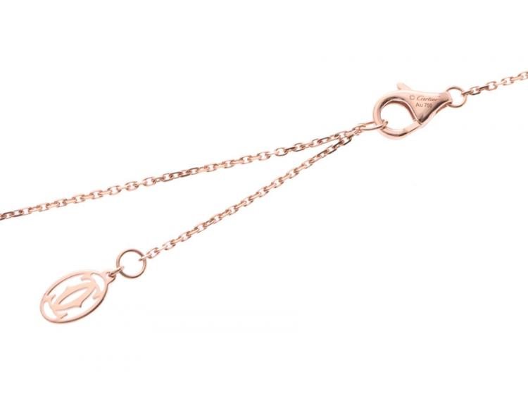 Pre Owned Cartier Diamants Diamond 18k Rose Gold Pendant Necklace XS