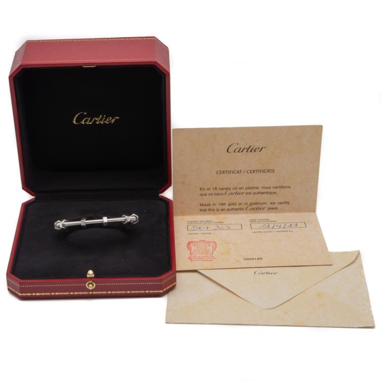 Pre Owned Cartier White Gold Ecrou De Cartier Bracelet Size 15