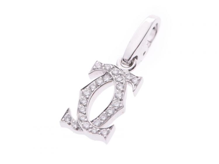 Pre Owned Cartier 2C Charm 18K White Gold And Diamond Pendant 