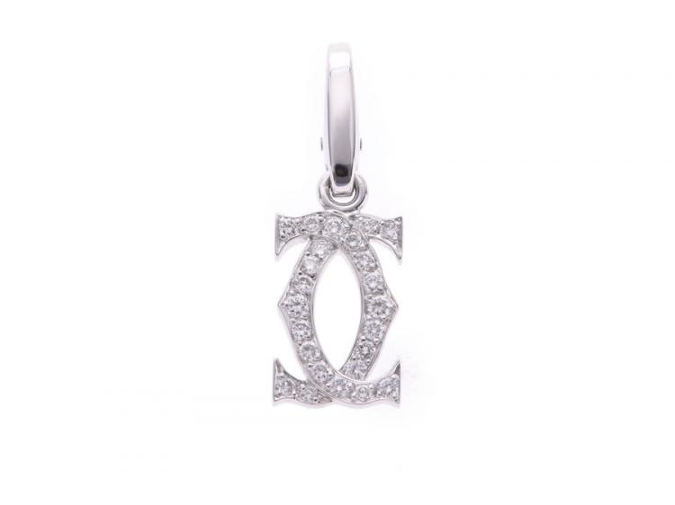 Pre Owned Cartier 2C Charm 18K White Gold And Diamond Pendant 