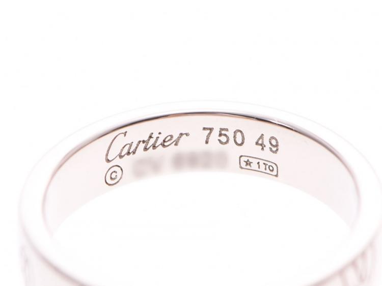 Pre Owned Cartier 18K White Gold Happy Birthday Band Ring Size 49