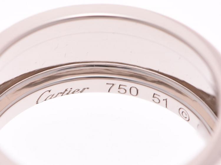 Pre Owned Cartier 18K White Gold Happy Birthday Band Ring Size 51