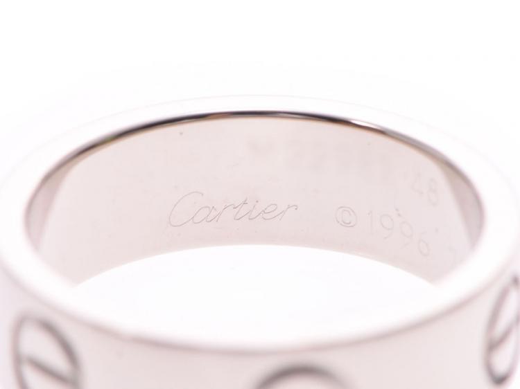 Pre Owned Cartier Love 18K White Gold Band Ring Size 48