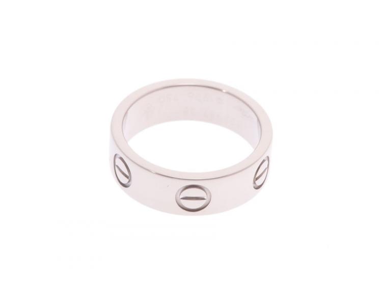 Pre Owned Cartier Love 18K White Gold Band Ring Size 48