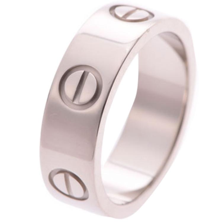 Pre Owned Cartier Love 18K White Gold Band Ring Size 49