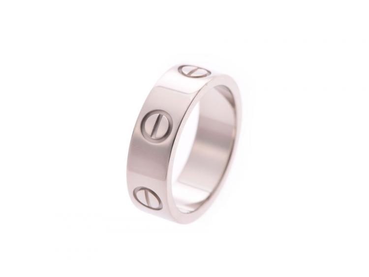 Pre Owned Cartier Love 18K White Gold Band Ring Size 49