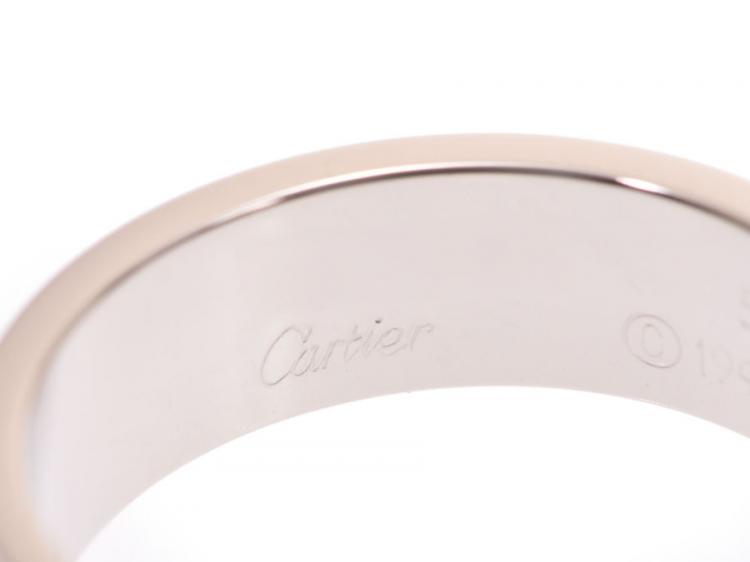 Pre Owned Cartier Love 18K White Gold Band Ring Size 57