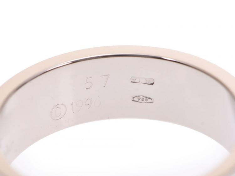 Pre Owned Cartier Love 18K White Gold Band Ring Size 57