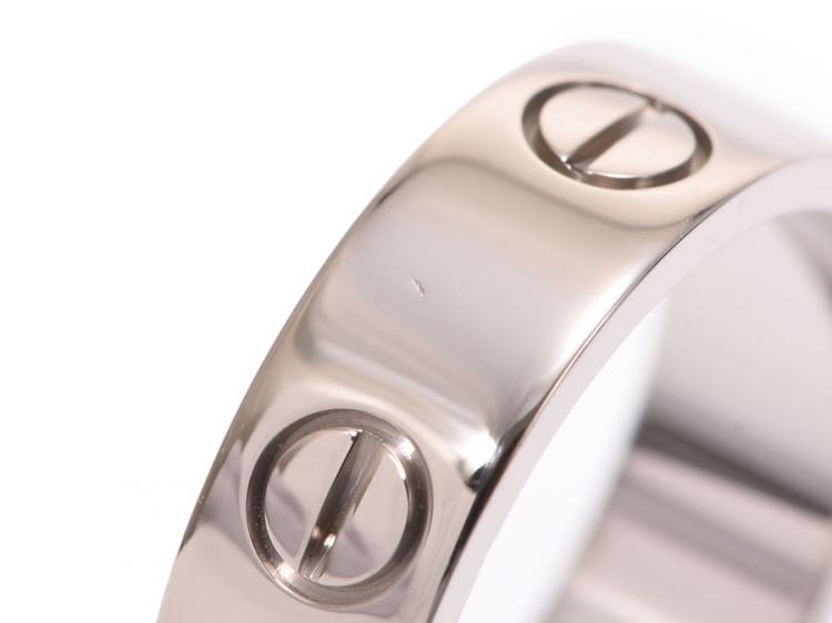 Pre Owned Cartier Love 18K White Gold Band Ring Size 57