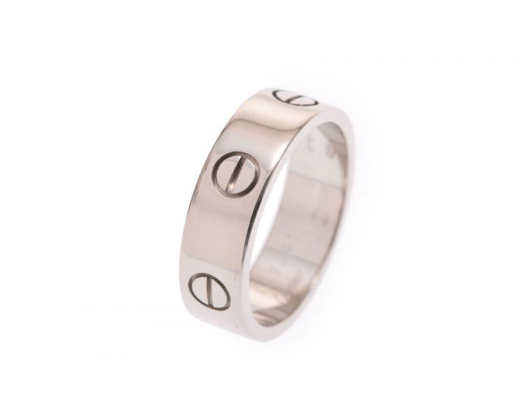 Pre Owned Cartier Love 18K White Gold Band Ring Size 57