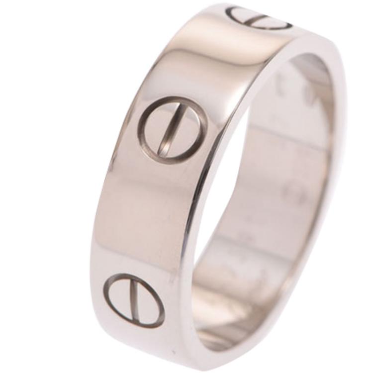 Pre Owned Cartier Love 18K White Gold Band Ring Size 57