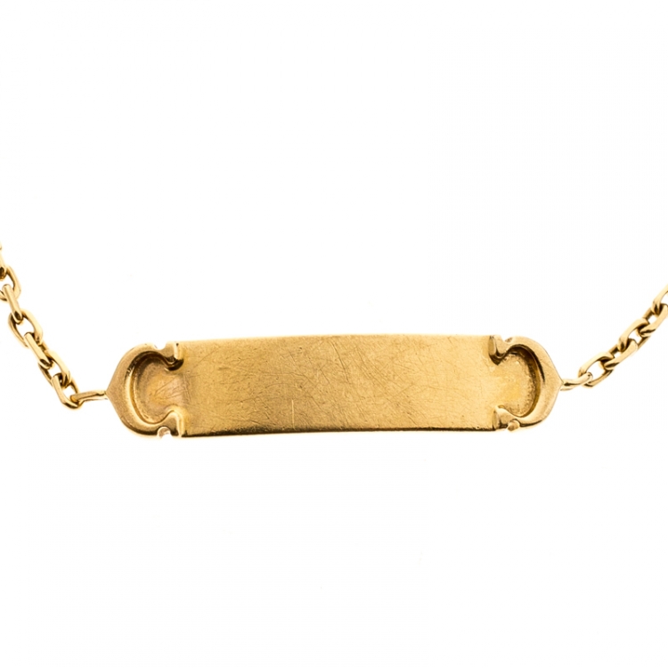 Pre Owned Cartier C Logo Baby ID Bar 18K Yellow Gold Bracelet