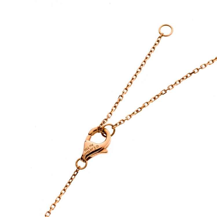 Pre Owned Cartier Amulette De Cartier Malachite Diamond 18k Rose Gold Pendant Necklace