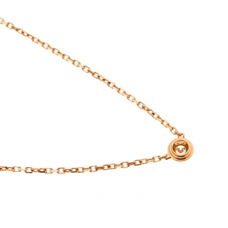 Pre Owned Cartier Diamants Légers Diamond 18k Rose Gold Pendant Necklace XS