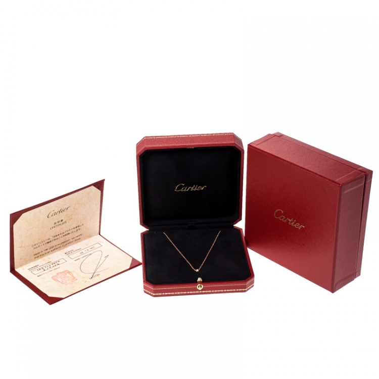 Pre Owned Cartier Diamants Légers Diamond 18k Rose Gold Pendant Necklace XS