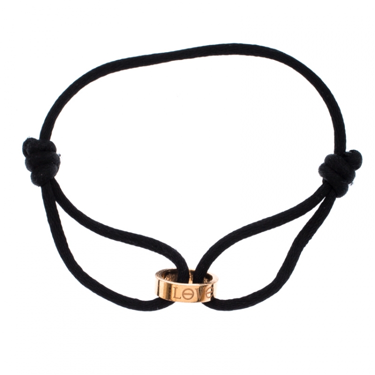 Cartier Love 18k Rose Gold Black Cord Adjustable Bracelet Cartier