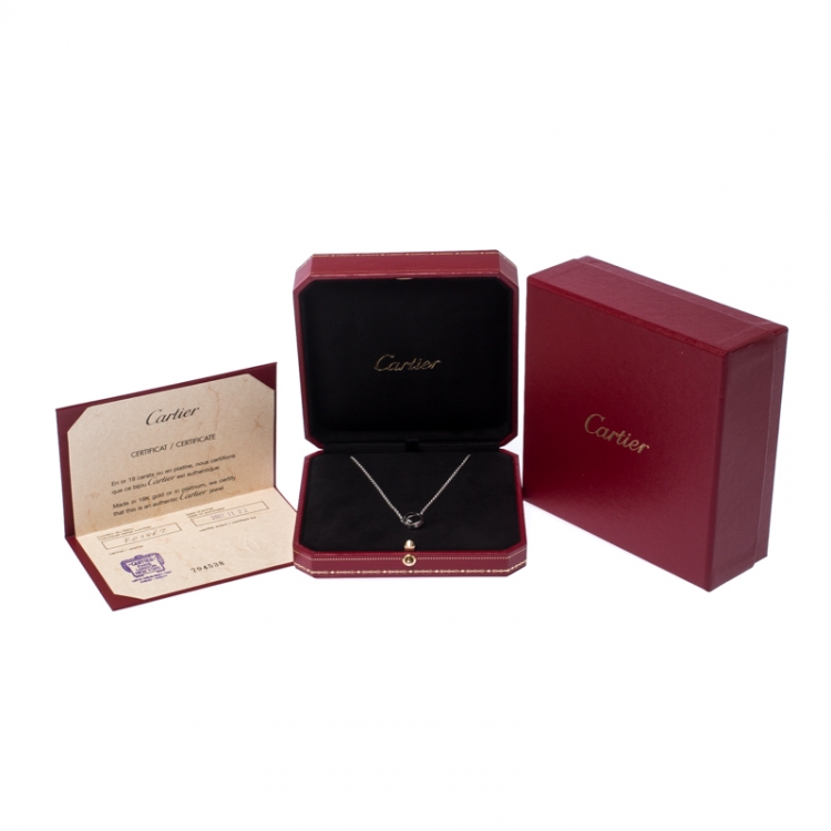 Pre Owned Cartier Love 2 Hoops 18k White Gold Necklace