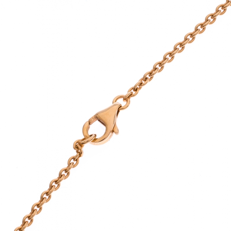 Pre Owned Cartier Love 2 Hoops 18k Rose Gold Necklace