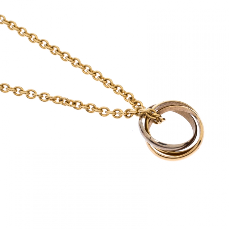 Pre Owned Cartier Trinity 3 Tone 18k Gold Pendant Necklace