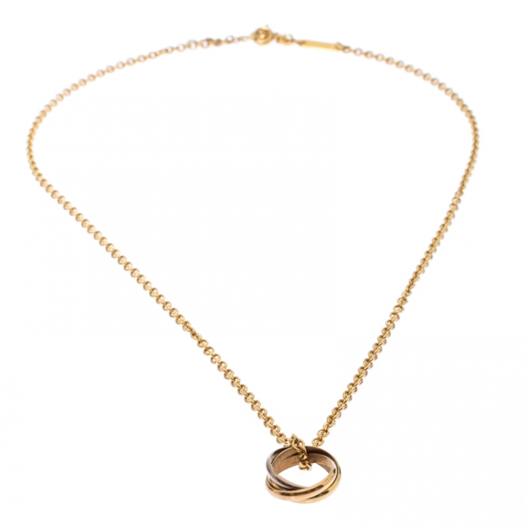 Pre Owned Cartier Trinity 3 Tone 18k Gold Pendant Necklace