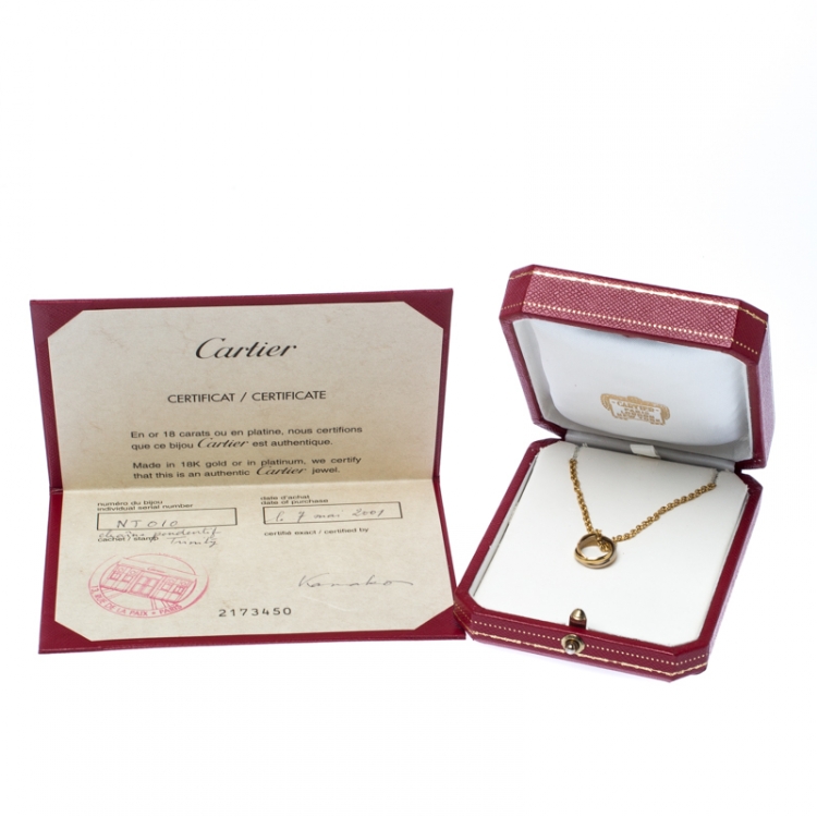 Pre Owned Cartier Trinity 3 Tone 18k Gold Pendant Necklace